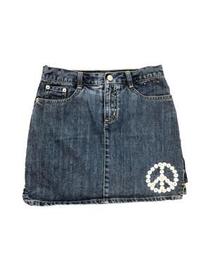 Gymboree Girls 12 Blue Denim Skort Embroidered Flower Piece Sign 5 Pocket